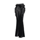 EVA LADY Women's Gothic Floral Faux Leather&Velvet Ruffle Pants Black