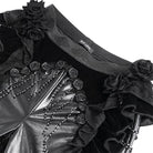 EVA LADY Women's Gothic Floral Faux Leather&Velvet Ruffle Pants Black