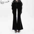 EVA LADY Women's Gothic Floral Faux Leather&Velvet Ruffle Pants Black