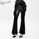 EVA LADY Women's Gothic Floral Faux Leather&Velvet Ruffle Pants Black