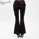 EVA LADY Women's Gothic Floral Faux Leather&Velvet Ruffle Pants Red