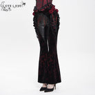EVA LADY Women's Gothic Floral Faux Leather&Velvet Ruffle Pants Red