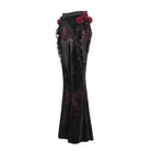 EVA LADY Women's Gothic Floral Faux Leather&Velvet Ruffle Pants Red