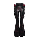 EVA LADY Women's Gothic Floral Faux Leather&Velvet Ruffle Pants Red