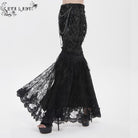 EVA LADY Women's Gothic Floral Lace Beaded Chained Long Skirt Black