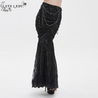 EVA LADY Women's Gothic Floral Lace Beaded Chained Long Skirt Black