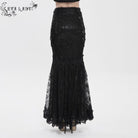 EVA LADY Women's Gothic Floral Lace Beaded Chained Long Skirt Black