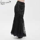 EVA LADY Women's Gothic Floral Lace Beaded Chained Long Skirt Black