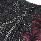 EVA LADY Women's Gothic Floral Lace Beaded Chained Long Skirt Black-Red