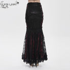 EVA LADY Women's Gothic Floral Lace Beaded Chained Long Skirt Black-Red