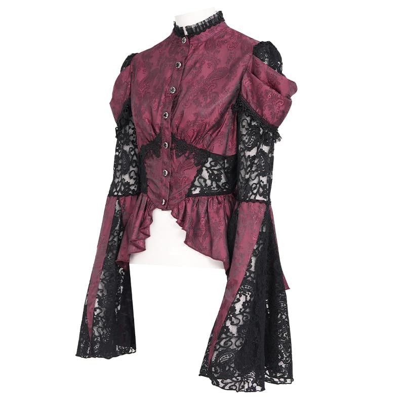 Men's Gothic Floral Jacquard Lace-up Vest