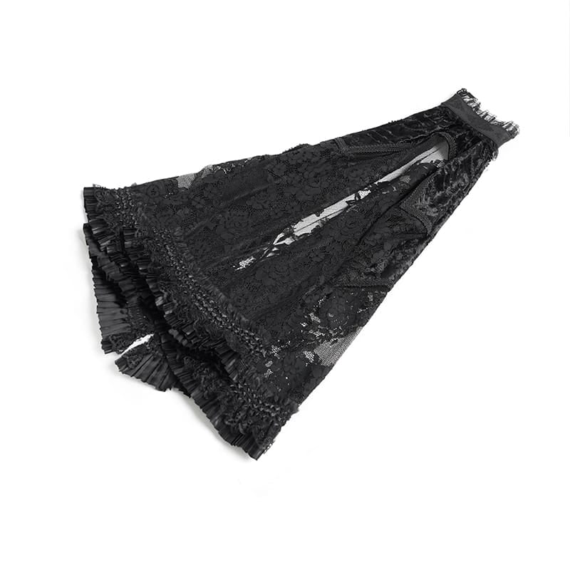 EVA LADY Women's Gothic Floral Lace Ruffled Flare Arm Sleeves
