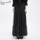 EVA LADY Women's Gothic Floral Mesh Splice Skirt Black