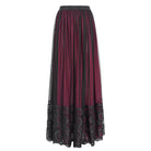 EVA LADY Women's Gothic Floral Mesh Splice Skirt Red
