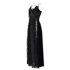 EVA LADY Women's Gothic Floral Side Lace-up Beaded Ruffle Chain  Slip Dress