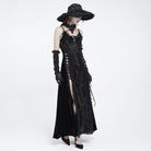 EVA LADY Women's Gothic Floral Side Lace-up Beaded Ruffle Chain  Slip Dress