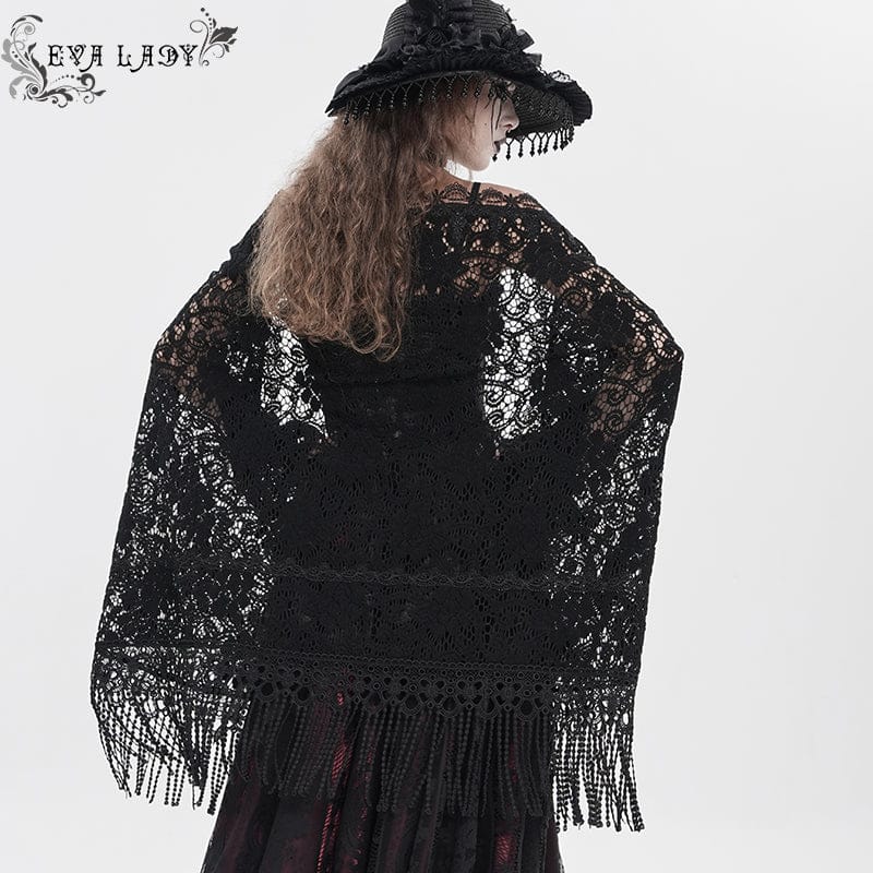 EVA LADY Women's Gothic Floral Tassels Cape
