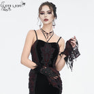 EVA LADY Women's Gothic Irregular Feather Beaded Red Lace Gloves