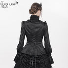 EVA LADY Women's Gothic Jacquard Lace Stand Collar Long Sleeve Shirt
