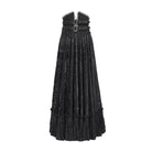 EVA LADY Women's Gothic Jacquard Tassels Buckle-up Long Skirt Black