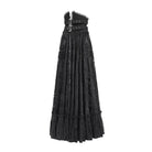 EVA LADY Women's Gothic Jacquard Tassels Buckle-up Long Skirt Black