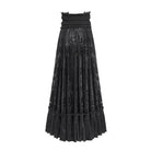 EVA LADY Women's Gothic Jacquard Tassels Buckle-up Long Skirt Black