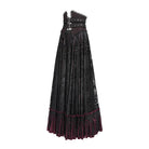 EVA LADY Women's Gothic Jacquard Tassels Buckle-up Long Skirt Red