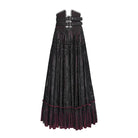 EVA LADY Women's Gothic Jacquard Tassels Buckle-up Long Skirt Red