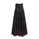 EVA LADY Women's Gothic Jacquard Tassels Buckle-up Long Skirt Red