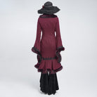 EVA LADY Women's Gothic Lace Applique Faux Fur Trim Flare Sleeve Coat