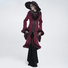 EVA LADY Women's Gothic Lace Applique Faux Fur Trim Flare Sleeve Coat