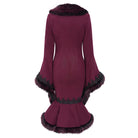 EVA LADY Women's Gothic Lace Applique Faux Fur Trim Flare Sleeve Coat