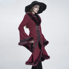 EVA LADY Women's Gothic Lace Applique Faux Fur Trim Flare Sleeve Coat