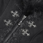 EVA LADY Women's Gothic Lace Applique Faux Fur Trim Front Zipper Coat