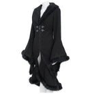 EVA LADY Women's Gothic Lace Applique Faux Fur Trim Front Zipper Coat