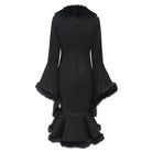 EVA LADY Women's Gothic Lace Applique Faux Fur Trim Front Zipper Coat