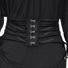 EVA LADY Women's Gothic Lace Applique Lace-up Draped Long Sleeve Maxi Dress