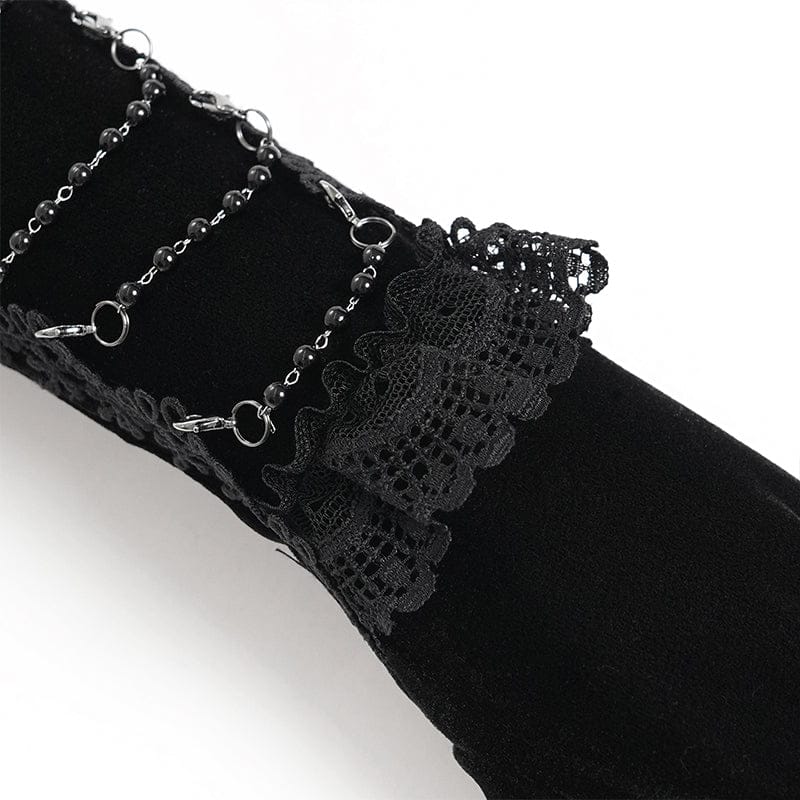 EVA LADY Women's Gothic Lace Beaded Long Gloves