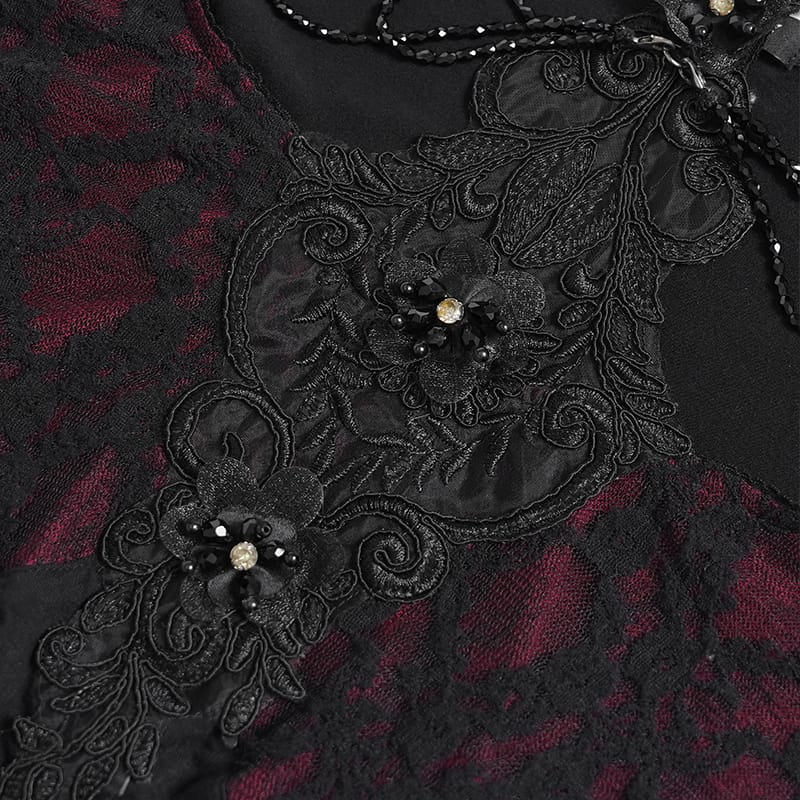 EVA LADY Women's Gothic Lace Full Sleeve Top