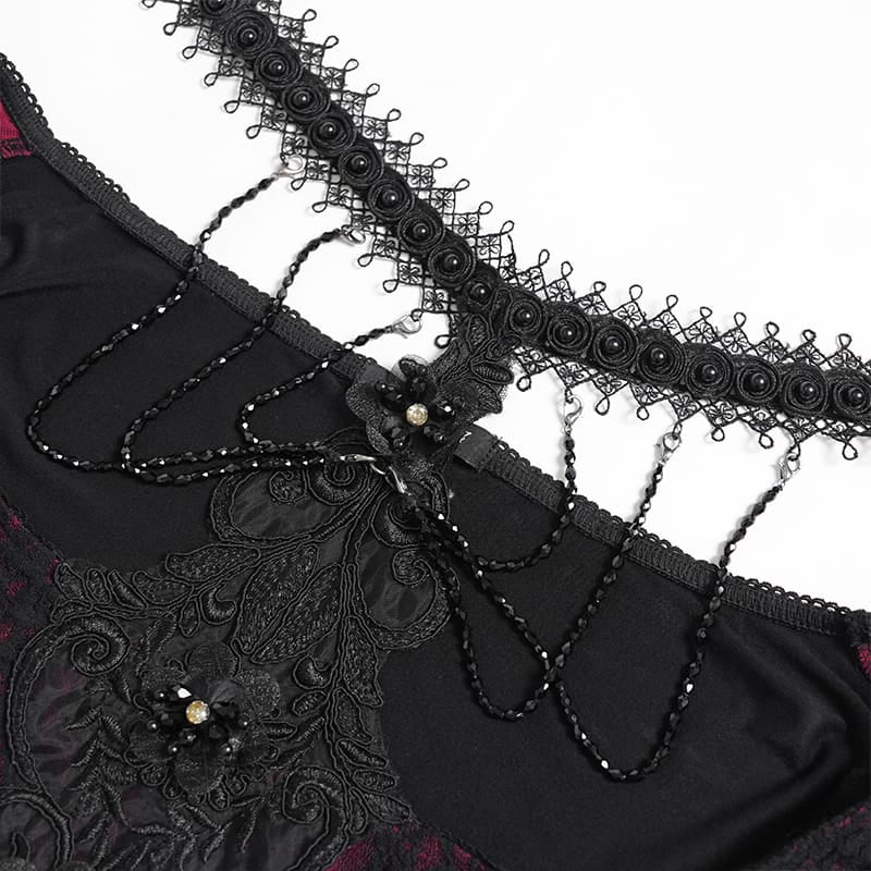 EVA LADY Women's Gothic Lace Full Sleeve Top