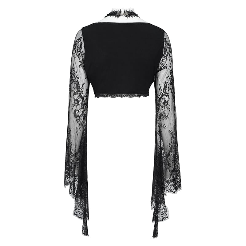 EVA LADY Women's Gothic Lace Full Sleeve Top