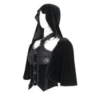 EVA LADY Women's Gothic Lace Splice Cape with Halterneck Velvet Top