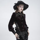EVA LADY Women's Gothic Lace Splice Lace-up Long Sleeve Velvet Blouse