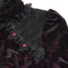 EVA LADY Women's Gothic Lace Splice Lace-up Long Sleeve Velvet Blouse