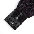 EVA LADY Women's Gothic Lace Splice Lace-up Long Sleeve Velvet Blouse