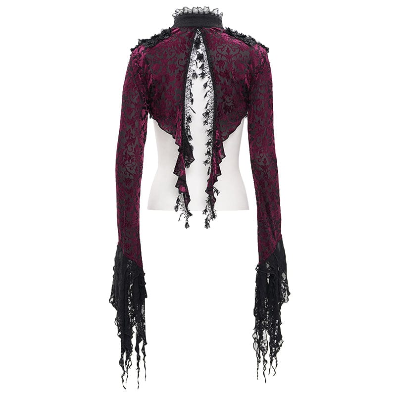 EVA LADY Women's Gothic Lace Tassels Cape Black Purple