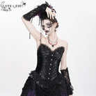 EVA LADY Women's Gothic Lace-up Beaded Lace Overbust Corset Black