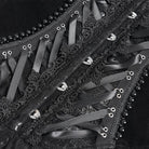 EVA LADY Women's Gothic Lace-up Beaded Lace Overbust Corset Black