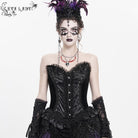 EVA LADY Women's Gothic Lace-up Beaded Lace Overbust Corset Black