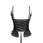 EVA LADY Women's Gothic Lace-up Beaded Lace Overbust Corset Black